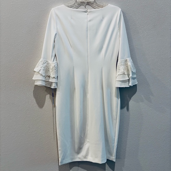 🤍 Calvin Klein Cream Ruffle‑Sleeve Lace Dress — Size 6 (NWT) - Picture 9 of 13